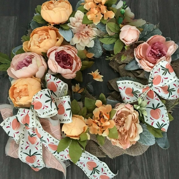 Stunning Peachy Wreath Beautiful Blooms Wreath Home Front Door Decor Fin… - Picture 4 of 4
